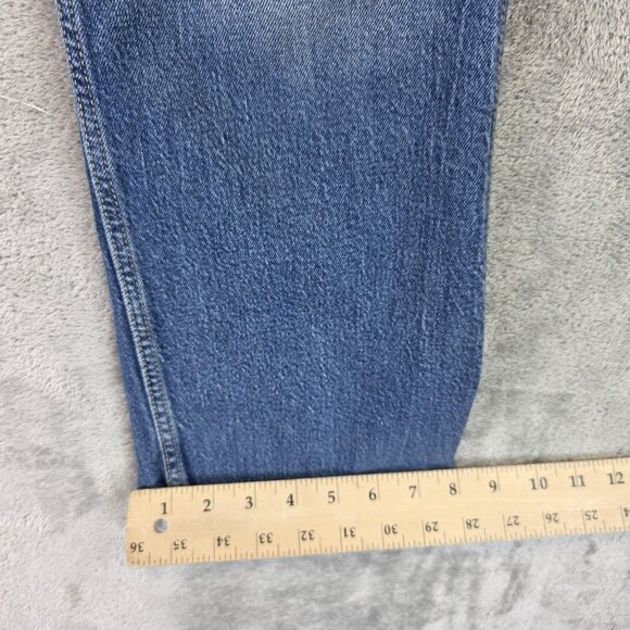 Levi's Jeans Womens 28 Blue Denim Cropped Straight Raw Hem Frayed Stretch Y6867 - Picture 7 of 11